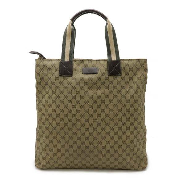 GUCCI Handbags - GUCCI Gucci GG Canvas Sherry Line Tote Bag Large Leather Light Khaki Green Da...